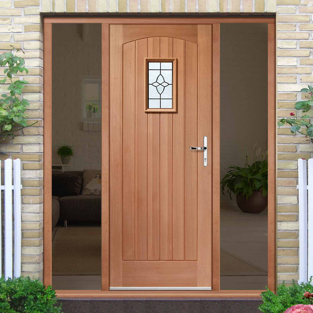 Cottage External Hardwood Door and Frame Set - Bevelled Tri Glazed - Two Unglazed Side Screens, From LPD Joinery
