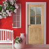 Cottage 4L Oak External Door and Frame Set with Fittings - Clear Double Glazing