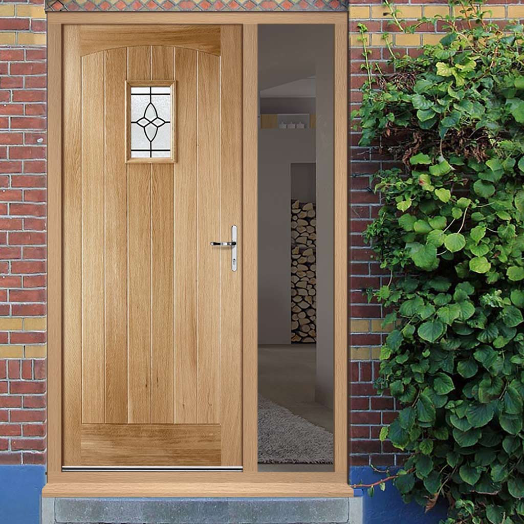 Cottage Exterior Oak Door and Frame Set - Bevel Tri Glazing - One Unglazed Side Screen, From LPD Joinery