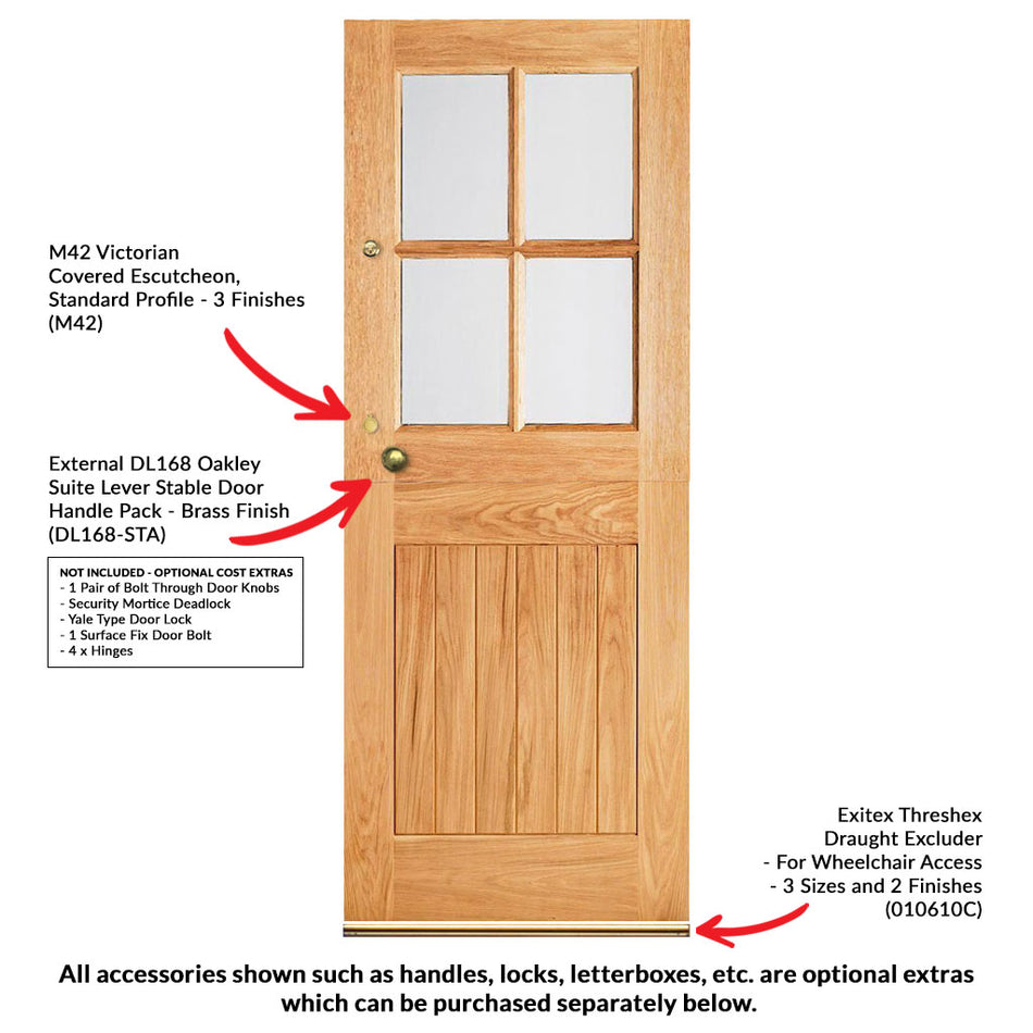 Cottage Stable 4L External Oak Door - Clear Double Glazing