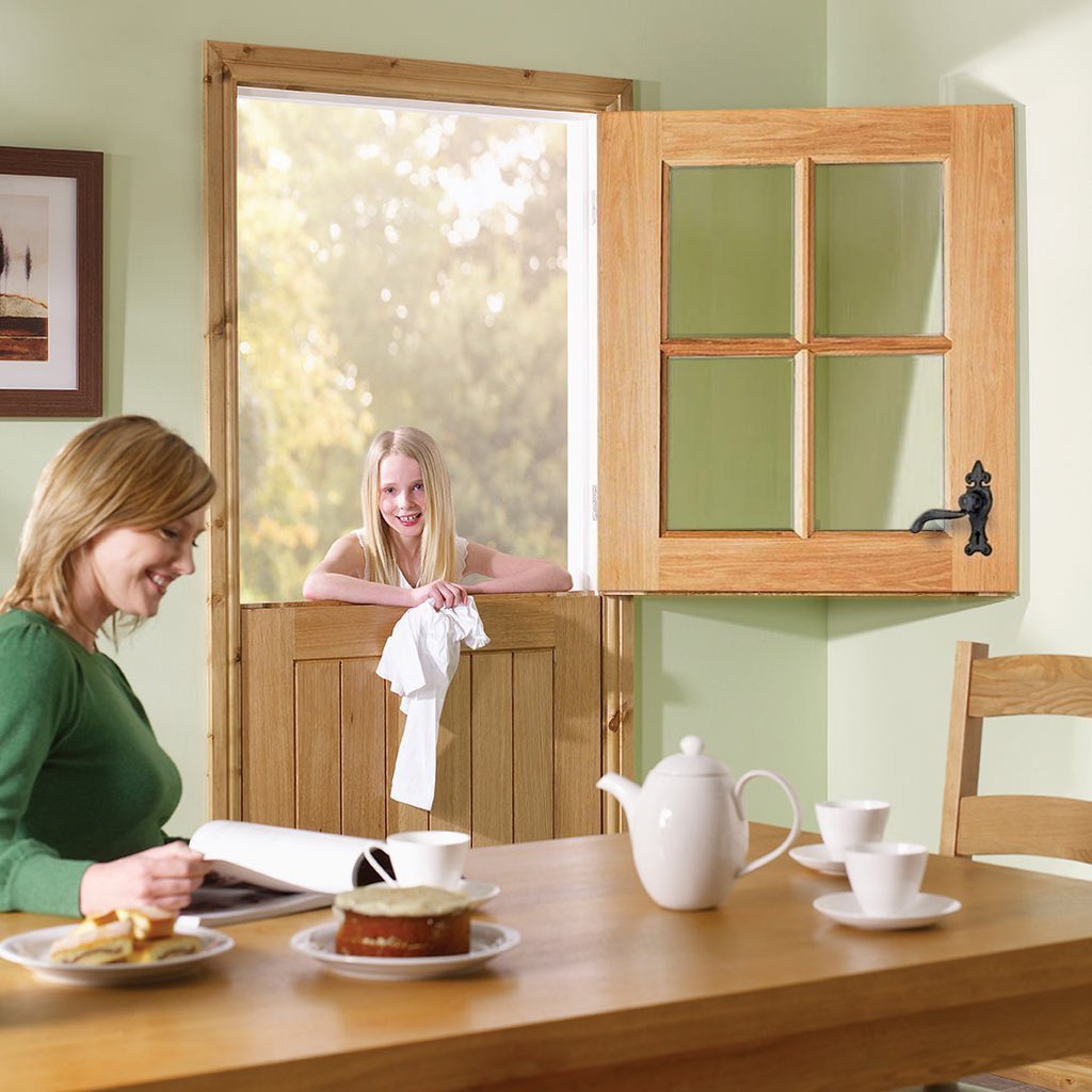 Cottage Stable 4L External Oak Door and Frame Set - Clear Double Glazing