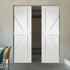 Cottage Frame Ledge and Braced Absolute Evokit Pocket Double Pocket Door - White Primed
