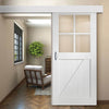 Single Sliding Door & Wall Track - Frame Ledged and Braced Cottage with Clear Glass- White Primed