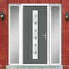 Country Style Uracco 1 Composite Front Door Set with Double Side Screen - Central Tahoe Black Glass - Shown in Mouse Grey