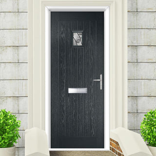 Image: Country Style Aruba 1 Composite Front Door Set with Abstract Glass - Shown in Anthracite Grey