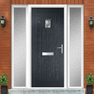 Image: Country Style Aruba 1 Composite Front Door Set with Double Side Screen - Abstract Glass - Shown in Anthracite Grey