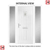 Country Style Aruba 1 Composite Front Door Set with Double Side Screen - Mirage Glass - Shown in Pastel Blue