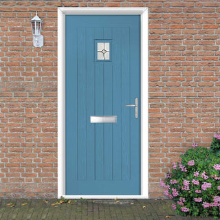 Image: Country Style Aruba 1 Composite Front Door Set with Mirage Glass - Shown in Pastel Blue