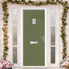 Country Style Aruba 1 Composite Front Door Set with Sandblast Ellie Glass - Shown in Reed Green