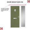 Country Style Aruba 1 Composite Front Door Set with Single Side Screen - Sandblast Ellie Glass - Shown in Reed Green