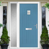 Country Style Aruba 1 Composite Front Door Set with Single Side Screen - Mirage Glass - Shown in Pastel Blue
