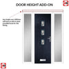 Country Style Aruba 3 Composite Front Door Set with Double Side Screen - Central Abstract Glass - Shown in Blue