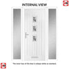 Country Style Aruba 3 Composite Front Door Set with Double Side Screen - Central Abstract Glass - Shown in Blue