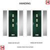 Country Style Aruba 3 Composite Front Door Set with Double Side Screen - Central Laptev Green Glass - Shown in Green