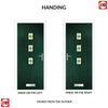Country Style Aruba 3 Composite Front Door Set with Central Laptev Green Glass - Shown in Green
