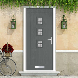 Image: Country Style Aruba 3 Composite Front Door Set with Central Matisse Glass - Shown in Mouse Grey