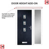 Country Style Aruba 3 Composite Front Door Set with Single Side Screen - Central Abstract Glass - Shown in Blue