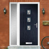 Country Style Aruba 3 Composite Front Door Set with Single Side Screen - Central Abstract Glass - Shown in Blue