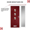 Country Style Aruba 3 Composite Front Door Set with Single Side Screen - Central Diamond Grey Glass - Shown in Red