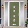Country Style Aruba 4 Composite Front Door Set with Double Side Screen - Central Ellie Glass - Shown in Reed Green