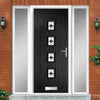 Country Style Aruba 4 Composite Front Door Set with Double Side Screen - Central Laptev Black Glass - Shown in Black