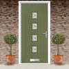 Country Style Aruba 4 Composite Front Door Set with Central Ellie Glass - Shown in Reed Green
