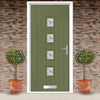 Country Style Aruba 4 Composite Front Door Set with Central Ellie Glass - Shown in Reed Green