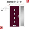 Country Style Aruba 4 Composite Front Door Set with Single Side Screen - Central Pusan Glass - Shown in Purple Violet