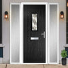 Country Style Catalina 1 Composite Front Door Set with Double Side Screen - Clarity Brass Glass - Shown in Black