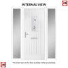 Country Style Catalina 1 Composite Front Door Set with Double Side Screen - Kupang Red Glass - Shown in Purple Violet