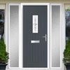 Country Style Catalina 1 Composite Front Door Set with Double Side Screen - Pusan Glass - Shown in Slate Grey