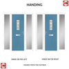 Country Style Catalina 1 Composite Front Door Set with Double Side Screen - Mirage Glass - Shown in Pastel Blue