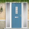 Country Style Catalina 1 Composite Front Door Set with Double Side Screen - Mirage Glass - Shown in Pastel Blue