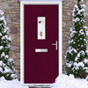Country Style Catalina 1 Composite Front Door Set with Kupang Red Glass - Shown in Purple Violet