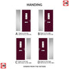 Country Style Catalina 1 Composite Front Door Set with Single Side Screen - Kupang Red Glass - Shown in Purple Violet