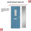 Country Style Catalina 1 Composite Front Door Set with Single Side Screen - Mirage Glass - Shown in Pastel Blue