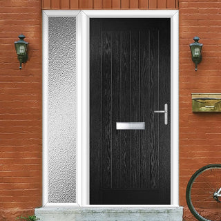 Image: Country Style Composite Solid Door Set with Single Side Screen - Shown in Black