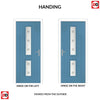 Country Style Debonaire 2 Composite Front Door Set with Central Sandblast Ellie Glass - Shown in Pastel Blue