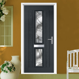 Image: Country Style Debonaire 2 Composite Front Door Set with Central Abstract Glass - Shown in Anthracite Grey