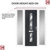 Country Style Debonaire 2 Composite Front Door Set with Double Side Screen - Central Abstract Glass - Shown in Anthracite Grey