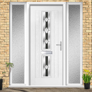 Image: Country Style Debonaire 2 Composite Front Door Set with Double Side Screen - Central Jet Glass - Shown in White
