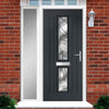 Country Style Debonaire 2 Composite Front Door Set with Single Side Screen - Central Abstract Glass - Shown in Anthracite Grey
