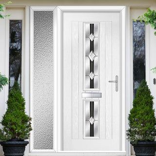 Image: Country Style Debonaire 2 Composite Front Door Set with Single Side Screen - Central Jet Glass - Shown in White