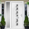 Country Style Debonaire 2 Composite Front Door Set with Single Side Screen - Central Jet Glass - Shown in White