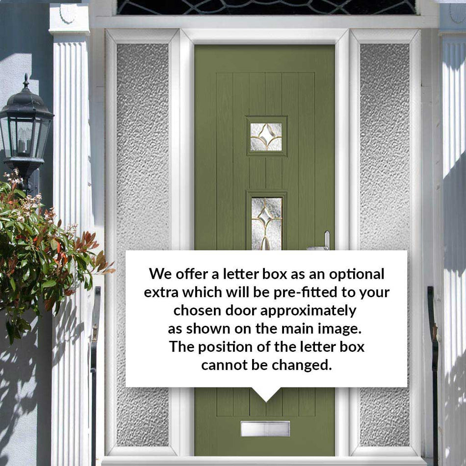 Country Style Firenza 3 Composite Front Door Set with Double Side Screen - Clarity Brass Glass - Shown in Reed Green