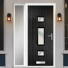 Country Style Firenza 3 Composite Front Door Set with Single Side Screen - Central Roma Glass - Shown in Black