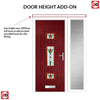 Country Style Firenza 3 Composite Front Door Set with Single Side Screen - Central Whitton Victoria Glass - Shown in Red