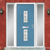 Country Style Seville 2 Composite Front Door Set with Double Side Screen - Mirage Glass - Shown in Pastel Blue