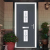 Country Style Seville 2 Composite Front Door Set with Pusan Glass - Shown in Slate Grey