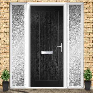 Image: Country Style Composite Solid Door Set with Double Side Screen - Shown in Black